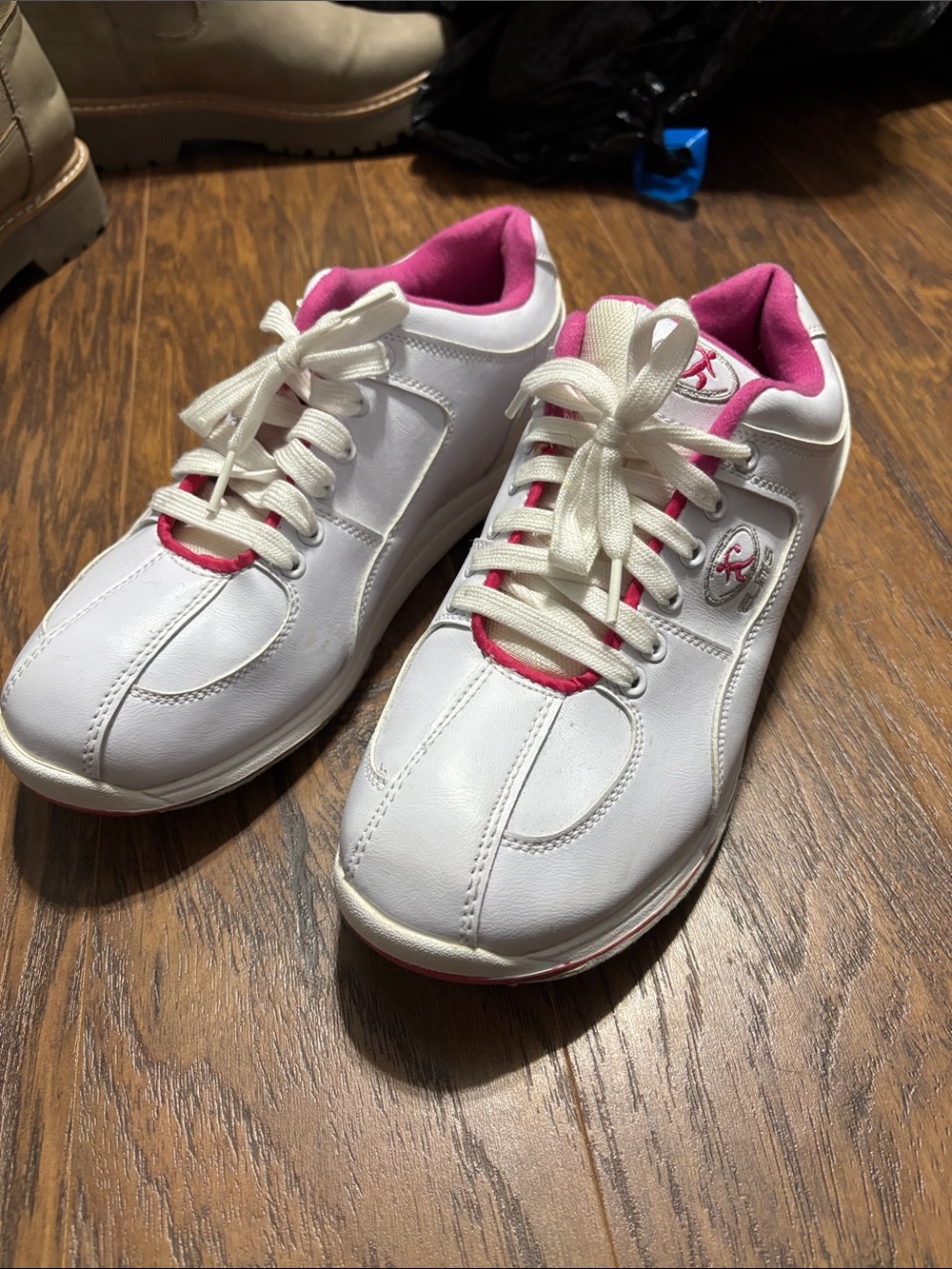 White and Pink Women's Bowling Shoes